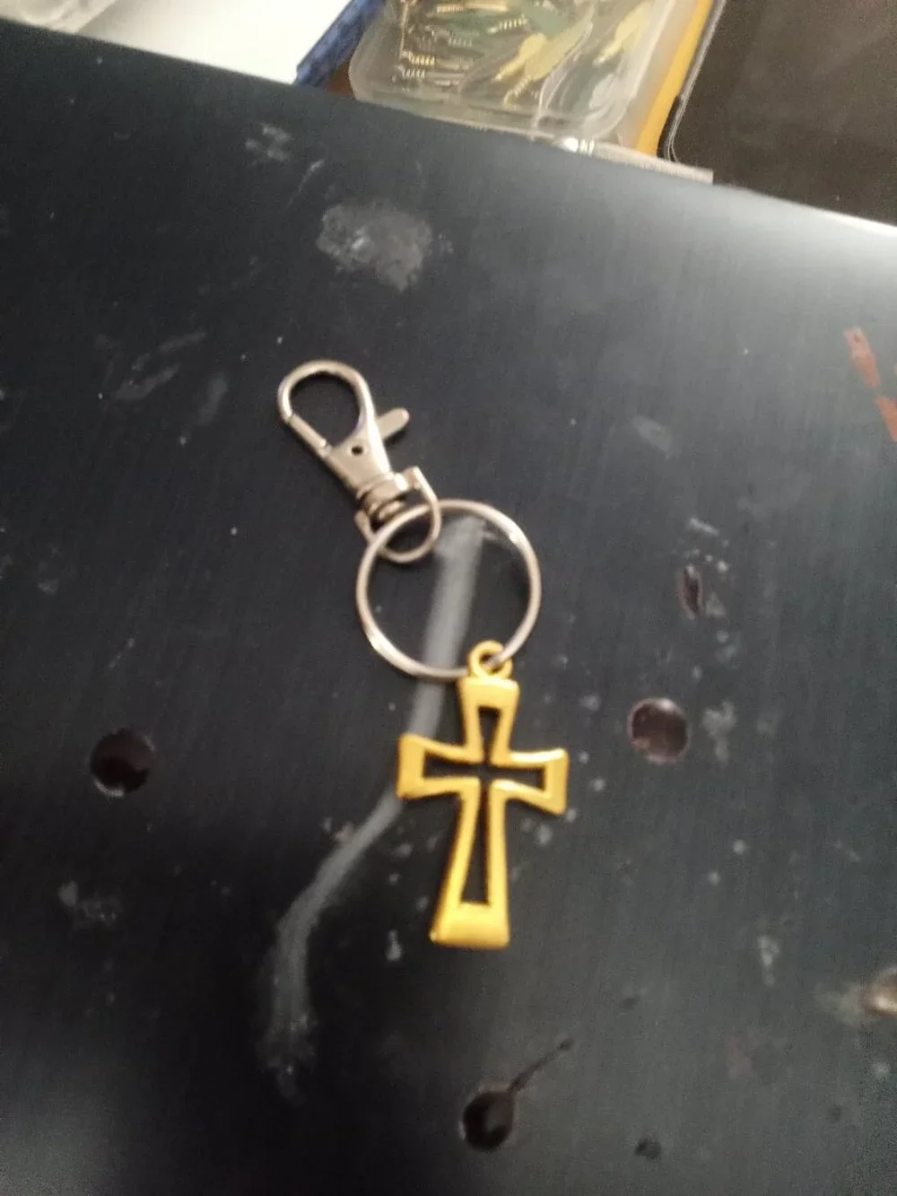 Gold Plated Cross Keychain Bag Charm